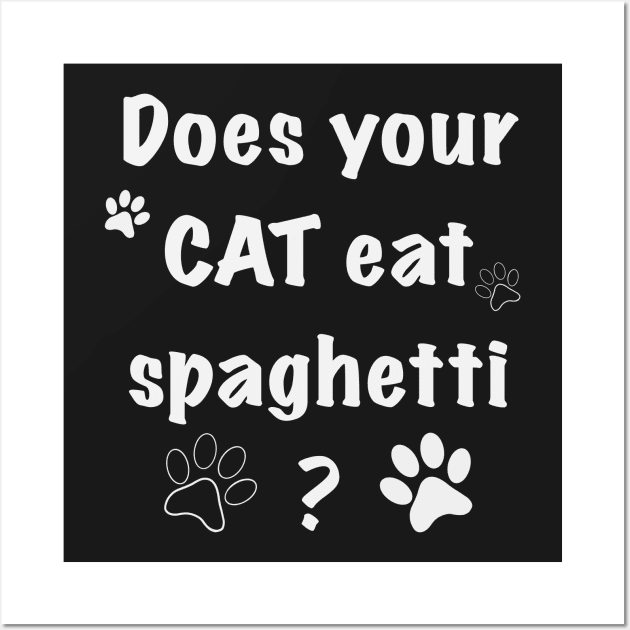 Cat eating spaghetti Wall Art by Xatutik-Art